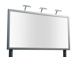 Obraz premium 3D rendering of blank billboard (empty advertisement) isolated on white. Empty mockup template 