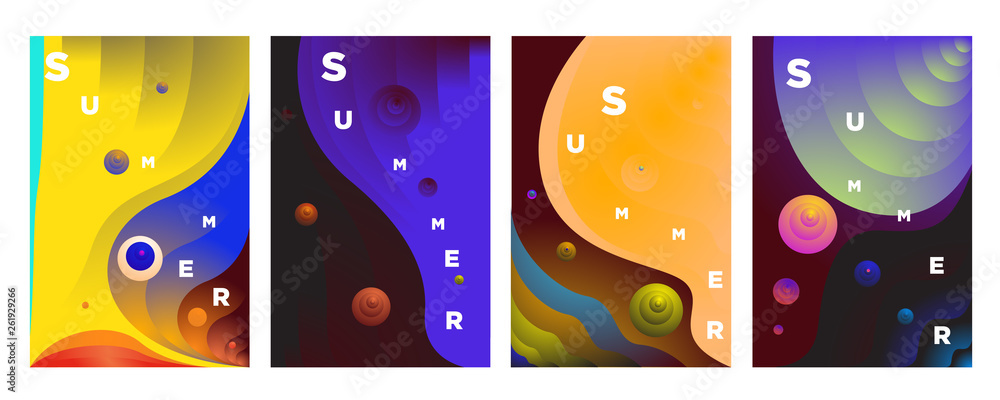 Poster vector abstract colorful gradient fluid and wave for summer background banner and poster