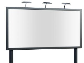 Fototapeta premium 3D rendering of blank billboard (empty advertisement) isolated on white. Empty mockup template 