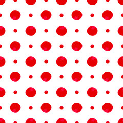 Seamless pattern with red grunge  doodle polka dots
