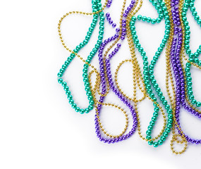 Different beads on white background