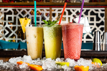 summer lemonades in the glasses