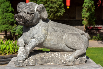 Ancient Chinese stone carving handicraft - stone pig