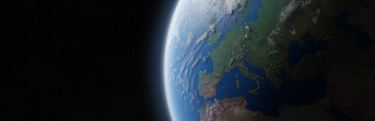View of blue planet Earth in space 3D rendering elements of this image furnished by NASA