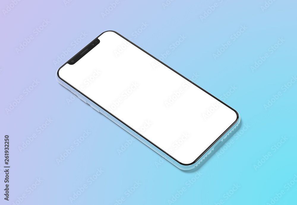 Poster Modern smartphone mockup on gradient background 3D rendering