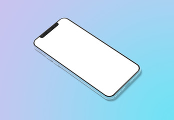 Modern smartphone mockup on gradient background 3D rendering