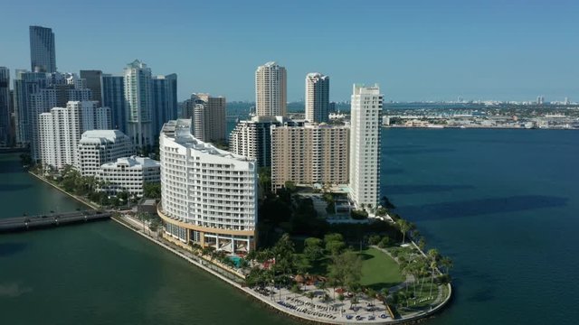 flying counter clockwise around Burlingame Island Brickell Key Miami