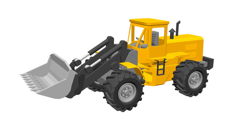 Fototapeta premium Bulldozer. Isolated on white background. Vector illustration.
