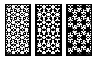 Laser cutting. Arabesque vector panel set. Template for interior partition in arabic style. Ratio 1:2