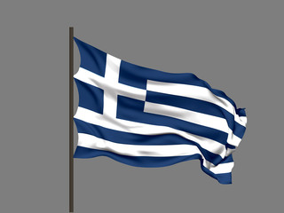 Waving flag of Greece. Vector illustration.