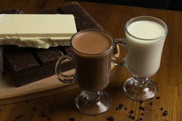 molded chocolates prepared at the table and milk drinks