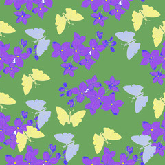 Fototapeta na wymiar Beautiful colorful tropical butterflies on Seamless background. Fabric, wallpaper, bedding design.Vector illustration
