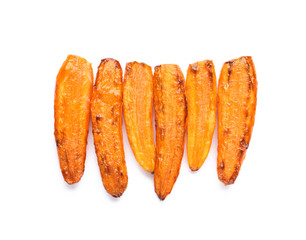 Tasty cooked carrot on white background