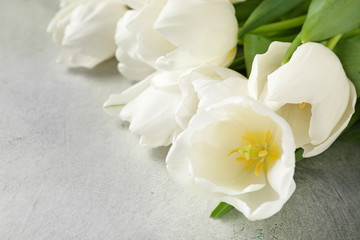 Obraz na płótnie Canvas Beautiful tulip flowers on light background