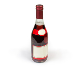 Bottle of the red sparkling wine on a white background