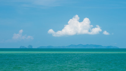 Fototapeta na wymiar White cloud and blue sea scene.