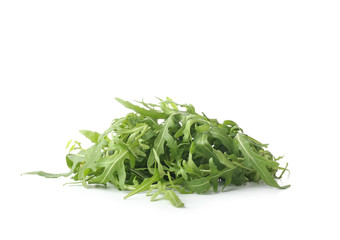 Fresh arugula on white background