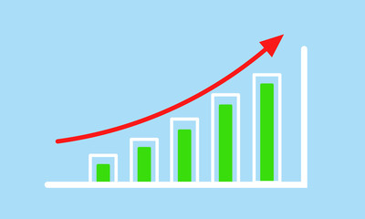 Stock chart vector. Five level graph shows profit growth - graphic illustration.