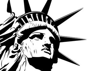 Statue of liberty, black and white vector - 261941885