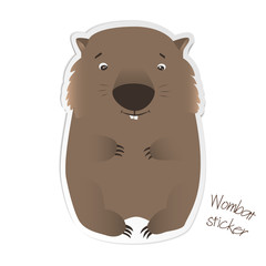 Wombat sticker, patch isolated on white background