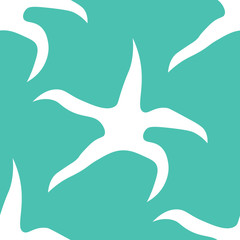 Geometric seamless pattern with silhouette of dancing starfish