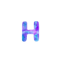 Watercolor letter H. Creative typography. Isolated design element in raster format.