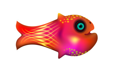 Red little fish. Cartoon funny life illustration of sea animal symbol. Marine stock. Optimized from to be used in banner design, this illustration of a happy cartoon character. Vector Eps 10