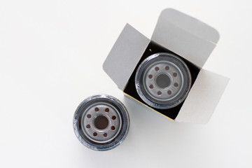 oil filter for car on white background