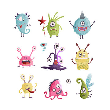 Cute cartoon monsters. Vector.