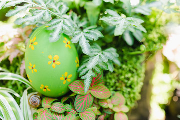 Beautiful Easter Green color egg on garden