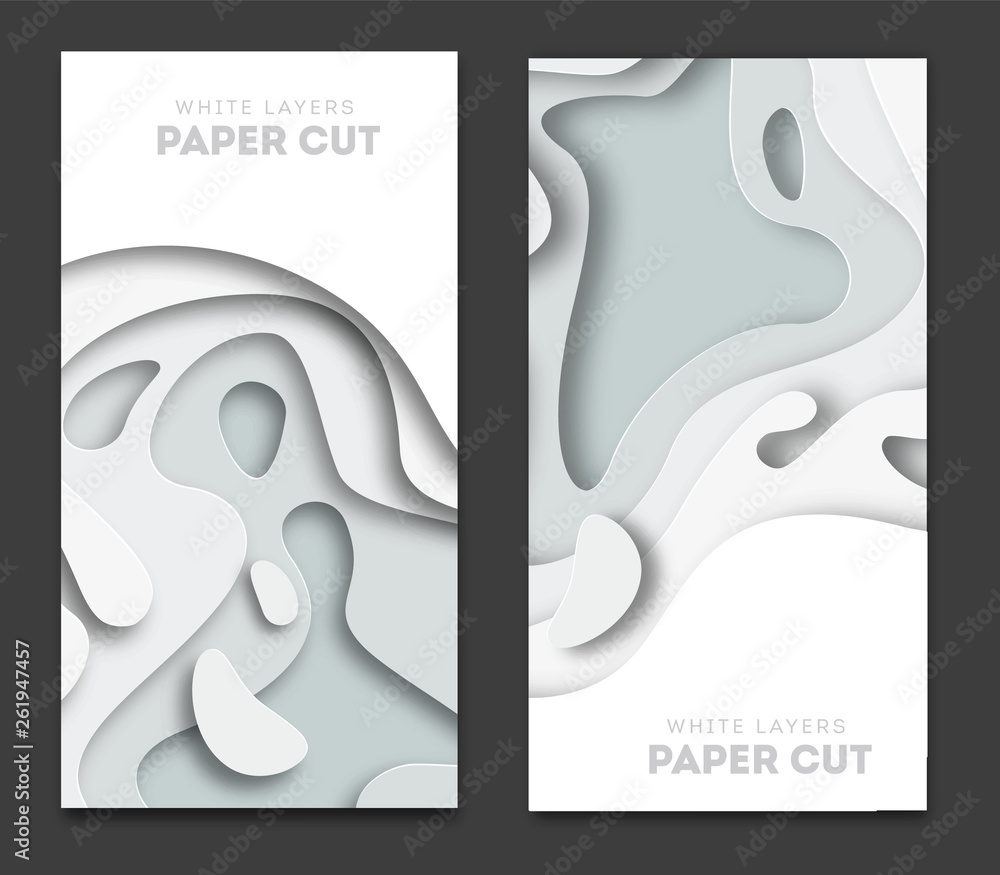 Canvas Prints vertical white banners with 3d abstract background, white paper cut shapes. vector design layout for