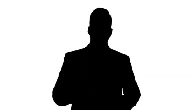 Silhouette Businessman manager giving short business tips. Training.