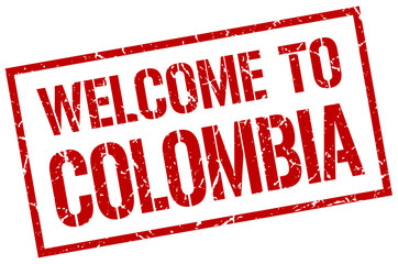 welcome to Colombia stamp