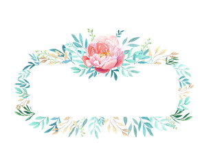 Botanic card with flowers, leaves. Spring ornament concept. Floral poster, invite. Layout decorative greeting card or invitation design background. Hand draw illustration