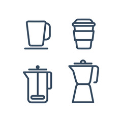Set of different flat coffee icons. Colorful icons for coffee shop and cafe.