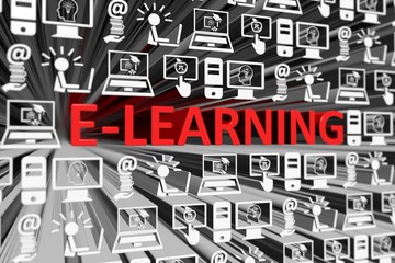 Obraz premium ELEARNING concept blurred background 3d render illustration