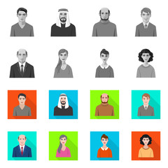 Vector design of hairstyle and profession  symbol. Set of hairstyle and character  stock vector illustration.