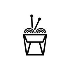 Chinese Noodle in Box, and Sticks Flat Vector Icon