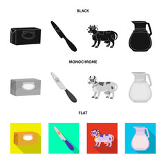 Vector illustration of creamy and product logo. Set of creamy and farm vector icon for stock.