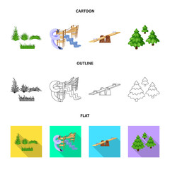 Vector illustration of urban and street sign. Set of urban and relaxation stock symbol for web.