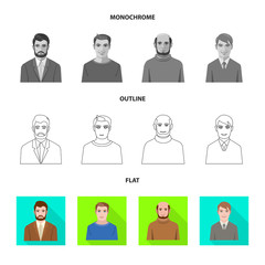 Vector illustration of hairstyle and profession  logo. Set of hairstyle and character  vector icon for stock.