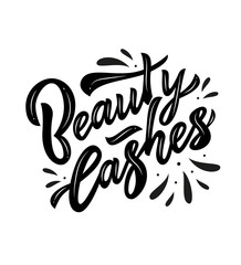Beauty lashes hand calligraphy lettering. Vector