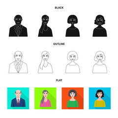 Isolated object of hairstyle and profession  symbol. Set of hairstyle and character  stock symbol for web.