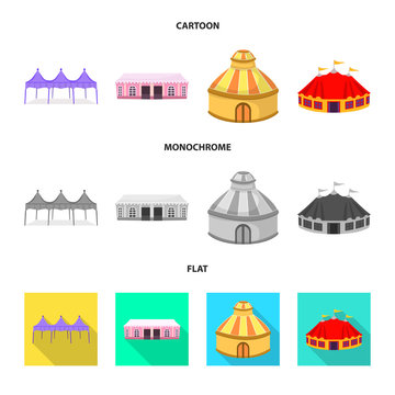 Vector design of roof and folding logo. Collection of roof and architecture vector icon for stock.