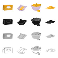 Vector illustration of creamy and product symbol. Set of creamy and farm stock symbol for web.