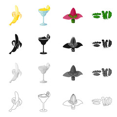 Isolated object of natural and vegetarian symbol. Set of natural and eating stock vector illustration.