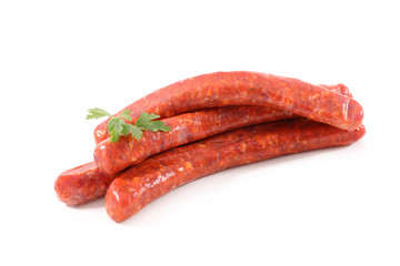 raw sausage isolated on white background