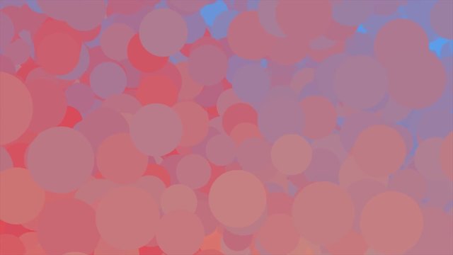Abstract background with moving cloud of many circles of different colors. Animation. Blue, yellow, red bubbles flowing in a circle, wide color spectrum.