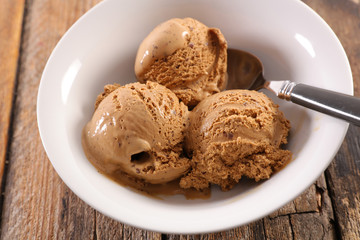 coffee ice cream in bowl