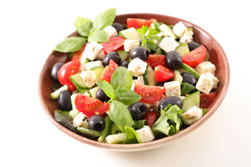 mixed salad with tomato,cheese, tomato and basil